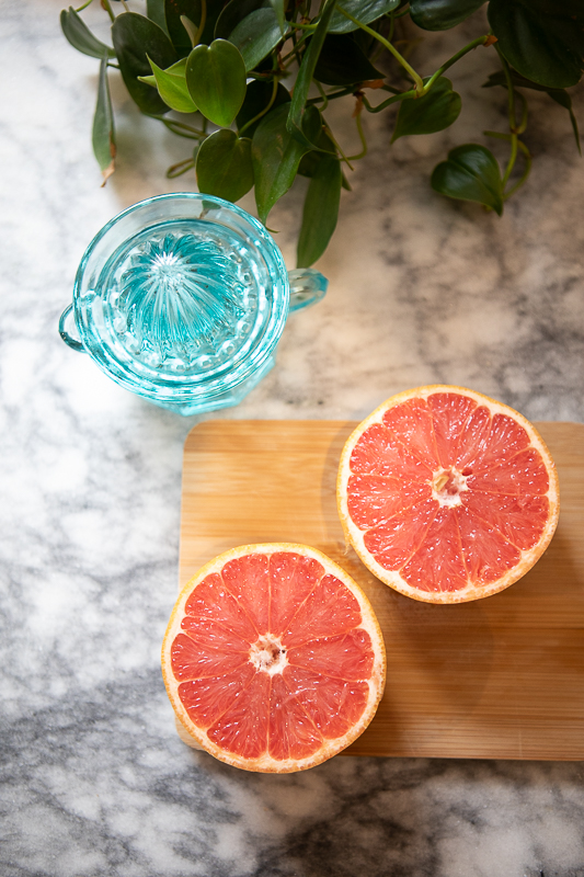 Halved grapefruit