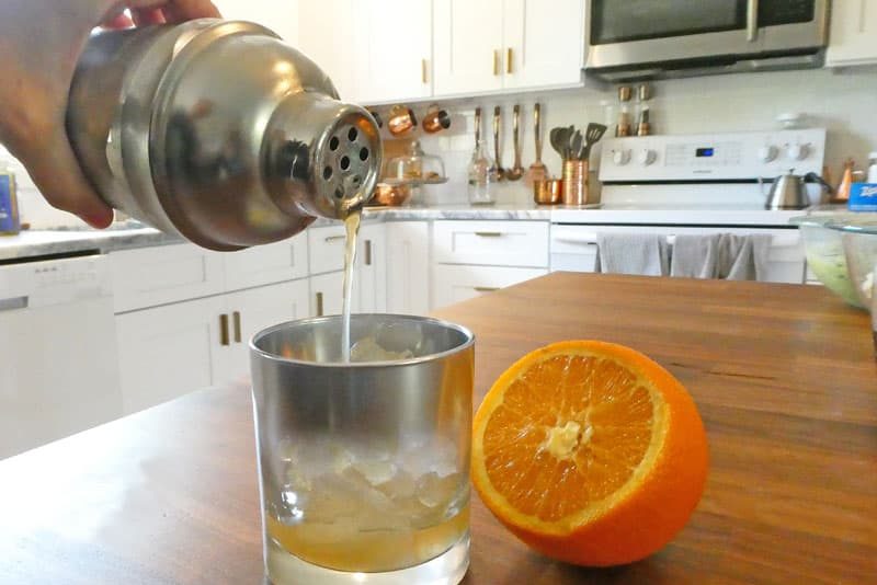 drink pouring from shaker