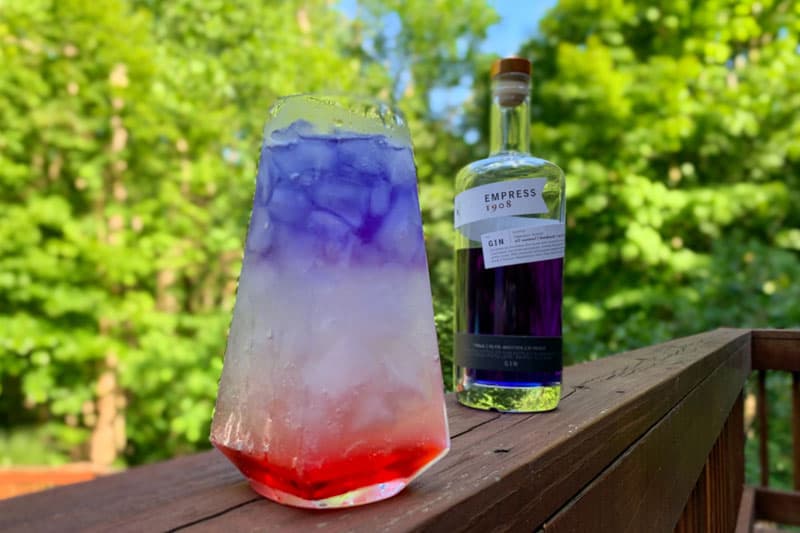 red white and blue gin and tonic