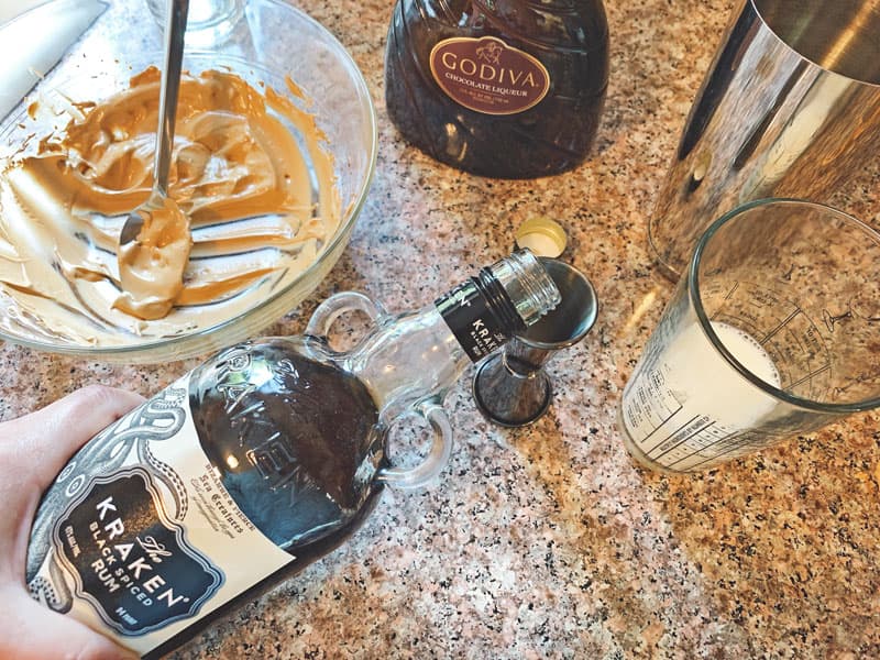 Kraken rum mixed with whipped coffee